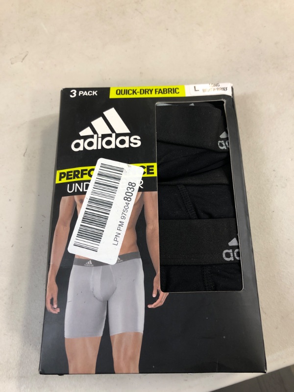 Photo 2 of adidas Men's Performance Long Boxer Brief Underwear (3-Pack) SIZE Large Black/Light Onix Grey