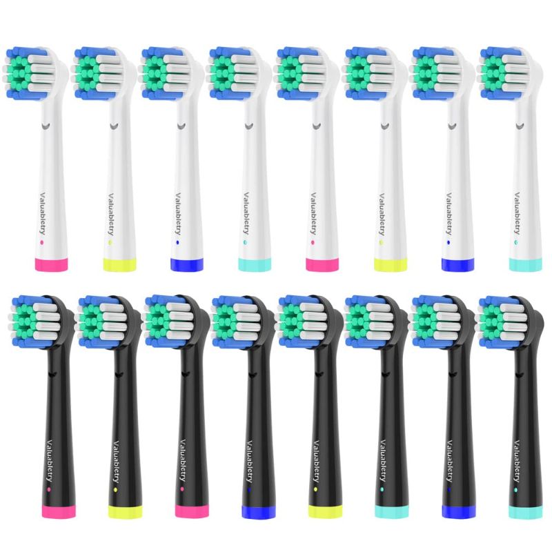 Photo 1 of 16 Pack Precision Replacement Brush Heads Compatible with Oral B Braun Electric Toothbrush. 8pcs White and 8pcs Black
