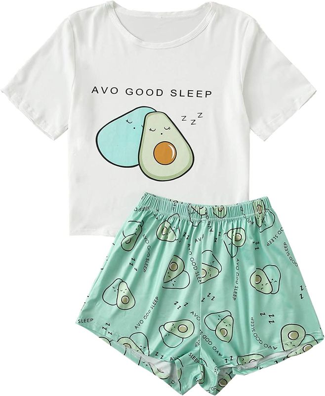 Photo 1 of DIDK Women's Cute Cartoon Print Tee and Shorts Pajama Set
medium