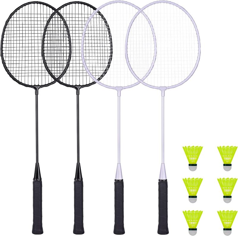 Photo 1 of AboveGenius Badminton Rackets Set of 4 for Outdoor Backyard Games, Including 4 Rackets, 6 Nylon Badminton Shuttlecocks, Lightweight Badminton Racquets for Beginners
