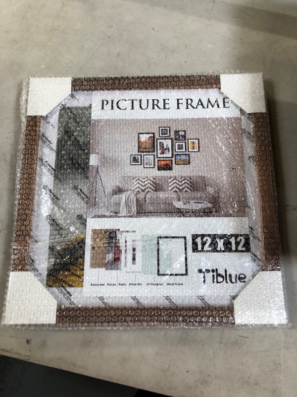 Photo 2 of 12x12 Picture Frames Solid Wood Rustic Walnut Display Pictures 10x10 or 8x8 with Mat or 12x12 without Mat - 12x12 Inch Square Photo Frames with 2 Mats for Wall or Tabletop Mount, 1 Pack Dark Walnut Moulding 1