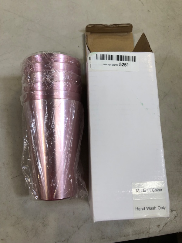 Photo 1 of Aluminum Tumbler Reusable 16 OZ Drinking Cups - Bright Anodized Color - Set of 6 - pink - 16 OZ