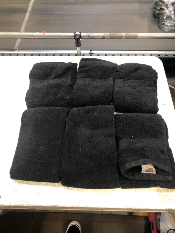 Photo 1 of 6 PACK HAND TOWELS SET -- BLACK 