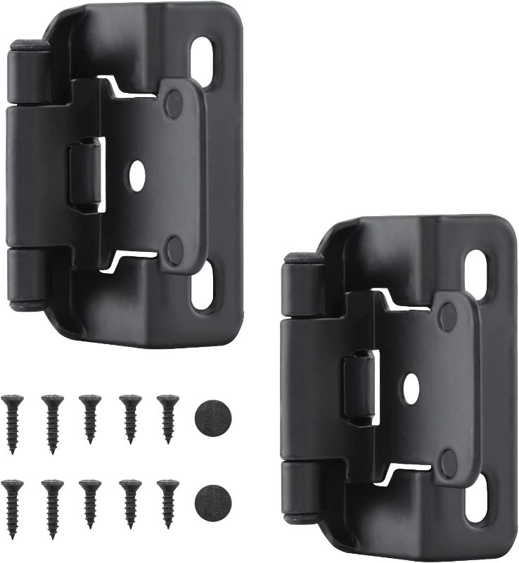 Photo 1 of 1/2" Overlay Semi Partial Wrap Cabinet Hinges, Self Closing Inset Cabinet Hinge for Variable Kitchen Bathroom Cabinet Doors, Matte Black