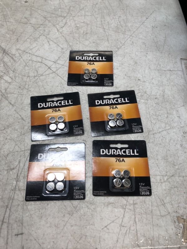 Photo 2 of Duracell 76A 1.5V Alkaline Battery, 4 Count Pack, 76A 1.5 Volt Alkaline Battery, Long-Lasting for Medical Devices, Watches, Key Fobs, and More--- 5 PACKS 