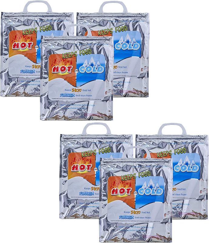 Photo 1 of Pack of 6 Hot and Cold Insulated Bags- Food Storage for Frozen & Hot Items- Reusable Lunch Bags & Grocery Shopping Bags, Heavy Duty Refrigerated Totes, (12"x13.5")