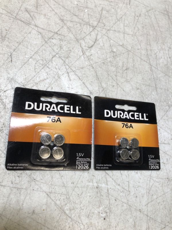 Photo 2 of Duracell 76A 1.5V Alkaline Battery, 4 Count Pack, 76A 1.5 Volt Alkaline Battery, Long-Lasting for Medical Devices, Watches, Key Fobs, and More - 2 Packs 