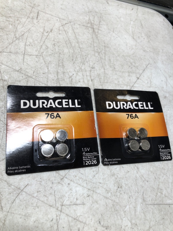 Photo 2 of Duracell 76A 1.5V Alkaline Battery, 4 Count Pack, 76A 1.5 Volt Alkaline Battery, Long-Lasting for Medical Devices, Watches, Key Fobs, and More - 2 Packs 