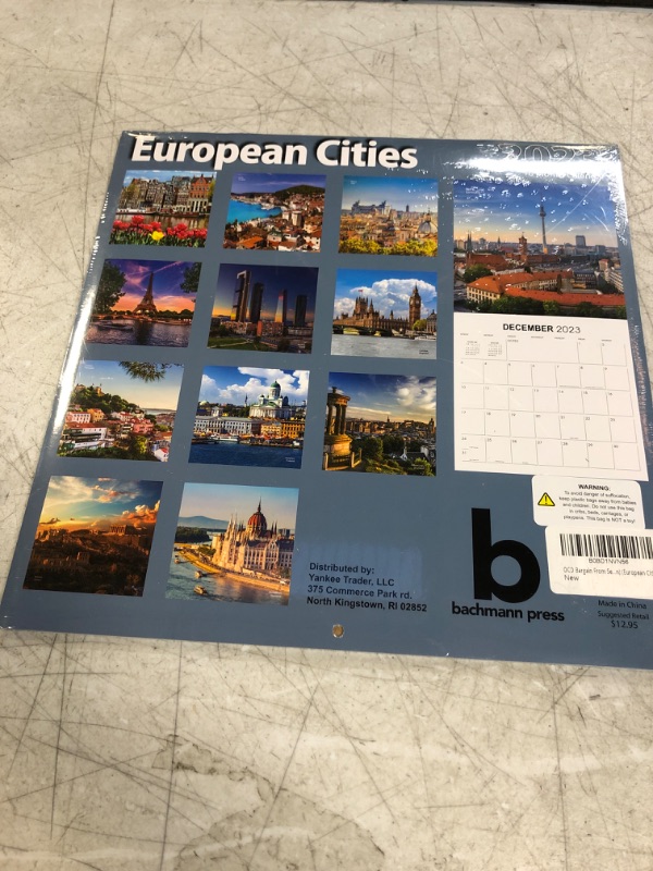 Photo 2 of OCD Bargain 2023 Wall Calendar 16-Months/Different Designs, Unruled Block With Thick Paper And Note Box, Full Color Beautiful Printed For Office and Home Use, 12”x24” (Open) (European Cities)