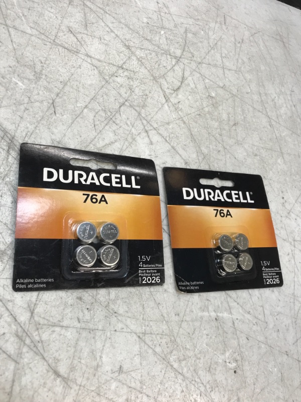 Photo 1 of Duracell 76A 1.5V Alkaline Battery, 4 Count Pack, 76A 1.5 Volt Alkaline Battery, Long-Lasting for Medical Devices, Watches, Key Fobs, and More (2 Packs)