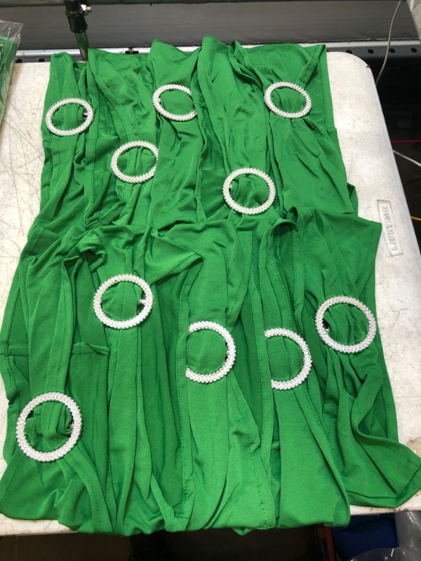 Photo 2 of 10pcs Emerald Spandex Chair Sashes with Buckle Slider for Wedding, Party Decoration