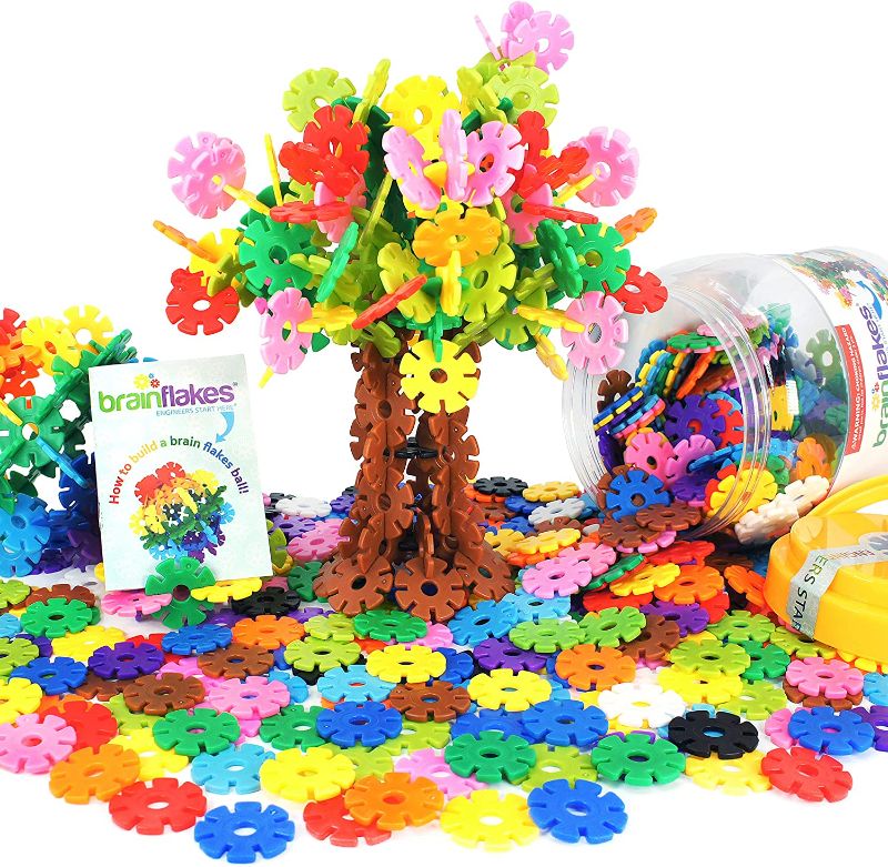 Photo 1 of  Brain Flakes 500 Piece Interlocking Plastic Disc Set - A Creative and Educational Alternative to Building Blocks - Tested for Children's Safety - A Great Stem Toy for Both Boys and Girls