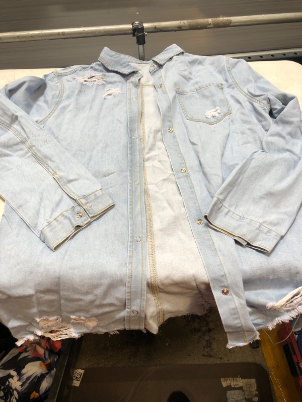 Photo 1 of XL-- DISTRESSED DENIM SHIRT 