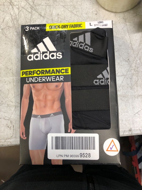 Photo 2 of adidas Men's Performance Long Boxer Brief Underwear (3-Pack) Large Black/Light Onix Grey