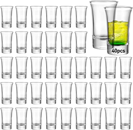 Photo 1 of 40 Pack Shot Glass Bulk Set with Heavy Base, 1.5 Ounce Whiskey Shot Glasses, Clear Shot Glass Set, Round Shot Glasses Bulk, Small Glass Shot Cups for Vodka, Whiskey, Tequila, Espresso, Liquor