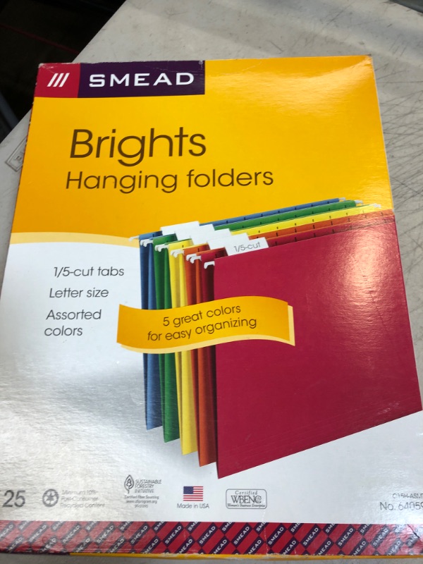 Photo 3 of Smead 64159 Hanging File Folders 1/5 Tab 11 Point Stock Legal Assorted Colors 25/Box