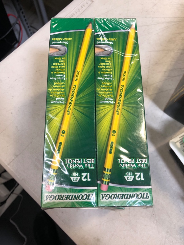 Photo 2 of TICONDEROGA Woodcase Pencils with Erasers, 6 Pre-Sharpened Boxes of 12, 72 Pencils Total (13806SP) 12 Count (Pack of 6)