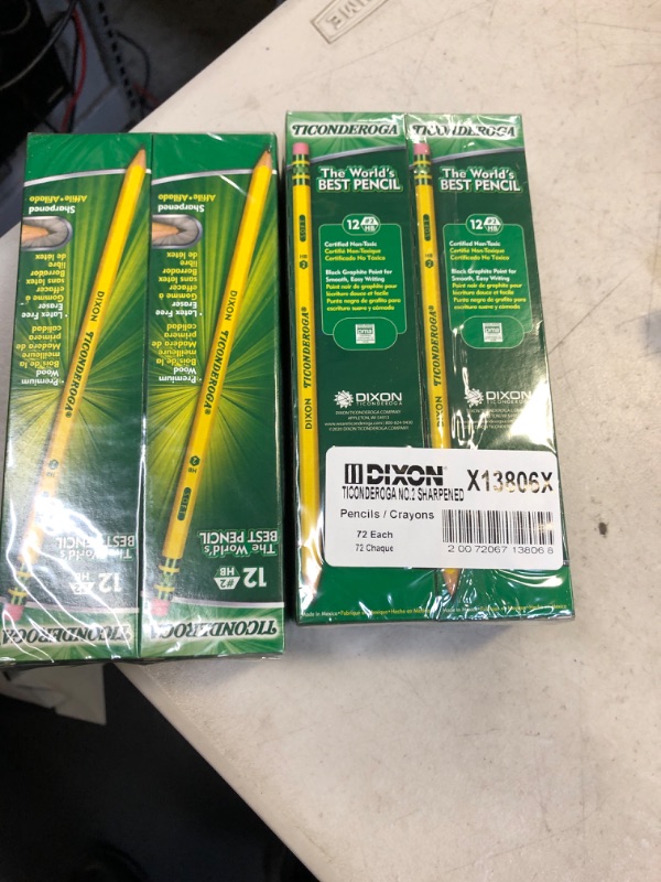 Photo 2 of TICONDEROGA Woodcase Pencils with Erasers, 6 Pre-Sharpened Boxes of 12, 72 Pencils Total (13806SP) 12 Count (Pack of 6), 2 COUNT 