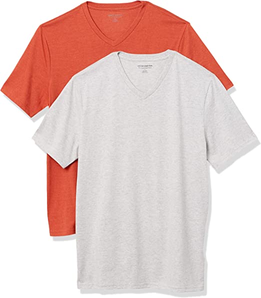 Photo 1 of Amazon Essentials Men's Slim-Fit Short-Sleeve V-Neck T-Shirt, Pack of 2, SIZE LARGE 