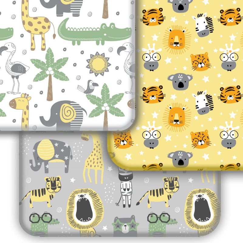 Photo 1 of GROW WILD MINI Crib Sheets for Boys | Baby Crib Sheets (3 Pack), Safari Crib Mattress Sheet, Bed Sheet, Elephant Baby Sheet