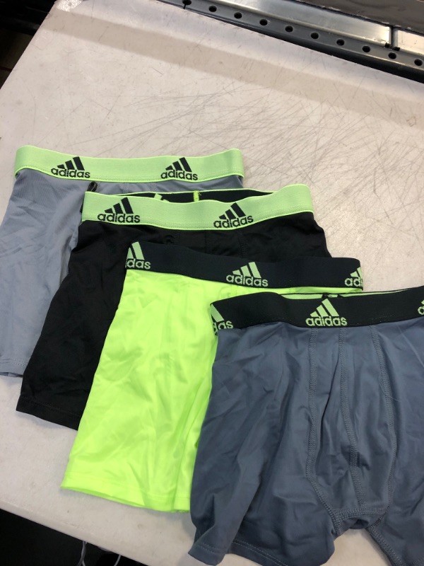 Photo 2 of adidas Kids-Boy's Performance Boxer Briefs Underwear (4-Pack) Medium Signal Green/Black/Grey SIZE 10-12