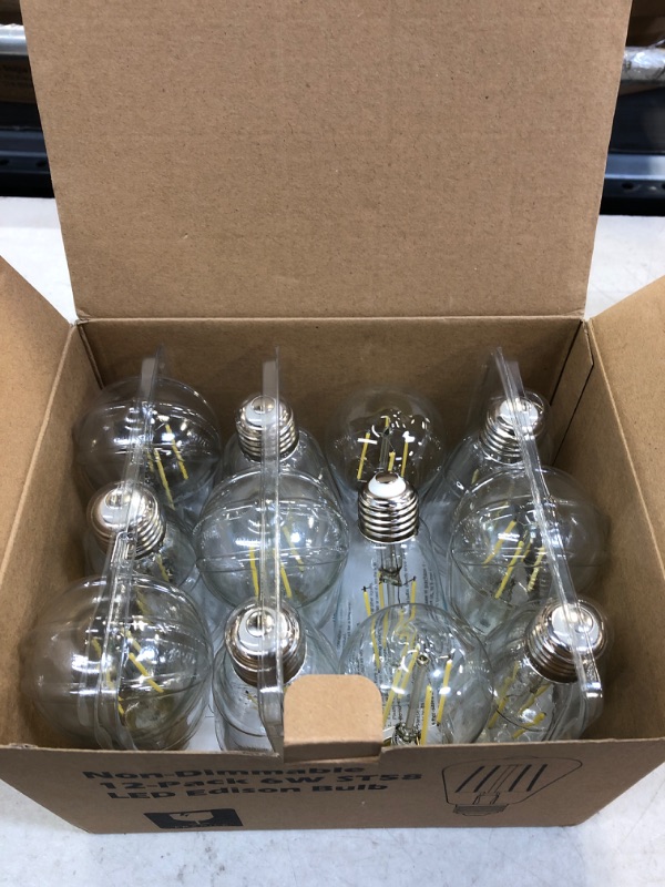 Photo 2 of Vintage LED Edison Bulb 60W Equivalent 800 lumens, 6W ST58 LED Filament Light Bulbs, Daylight White 5000K Antique Style Lighting, E26 Medium Screw Base, CRI 85+, Non-Dimmable, Pack of 12