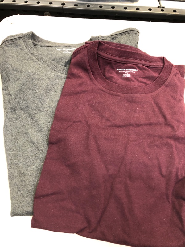 Photo 1 of Amazon Essentials Men's Short-Sleeve Crewneck T-Shirt, Pack of 2 2 Charcoal Heather/Burgundy Large 