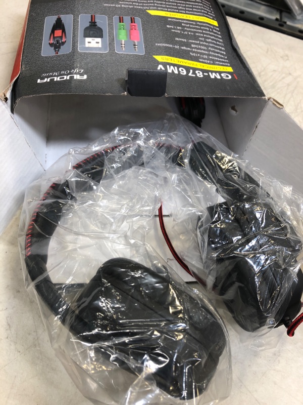 Photo 1 of AUOUA Gaming Headset with Microphone for PC, Over-Ear Headphones with Noise Cancelling Mic, LED Light, USB Port,Stereo Bass Sound, Video Game Headset for Laptops, PC,Tablet(GM876,Blk) GM-876MV-B