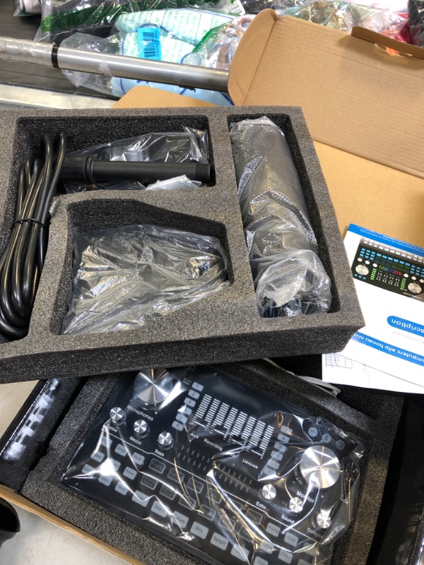 Photo 1 of AULETIN Podcast Microphone Sound Card Kit, Podcast Equipment Bundle/Audio Interface/Voice Changer/Live Sound Mixer for Live Streaming, Recording and Gaming Compatible with PC/Laptop / Smartphone