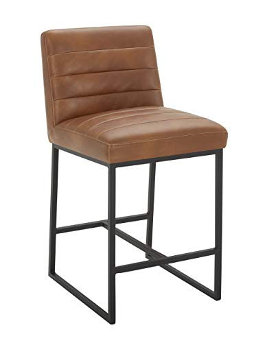 Photo 1 of Amazon Brand – Rivet Decatur Modern Faux Leather Kitchen Counter-Height Stool, 37"H, Tan Brown
