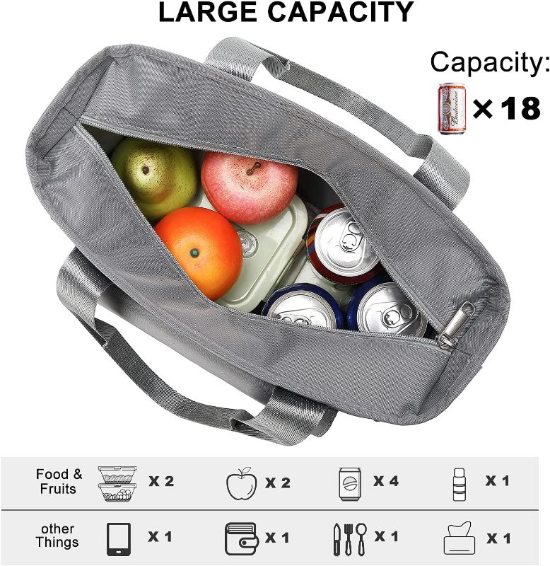 Photo 1 of  Insulated Lunch Bag for Men Women,Leak Proof Lunch Box for Work,Extra Large Lunch Tote Bag With Removable Shoulder Strap with Side Pockets,Reusable Lunch Cooler Purse For Picnic Hiking