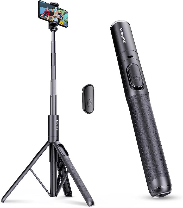 Photo 1 of  Phone Tripod & Selfie Stick, Lightweight All in One Phone Tripod Integrated with Wireless Remote Compatible with All Cell Phones for Selfie/Video Recording/Photo/Live Stream/Vlog?Black?