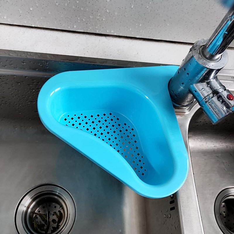 Photo 1 of 4 PCS kitchen Sink Strainer Multi-Purpose Sink Basket Triangular for Kitchen Sink Hanging Drain Basket Sponge Holder Corner Kitchen Sink Swan Drain for Sink Filter Fruit Basket