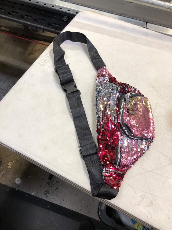 Photo 2 of Crossbody Bags Glitter Fanny Pack for Women - Colorful Sequins Waist Pack with Adjustable Strap