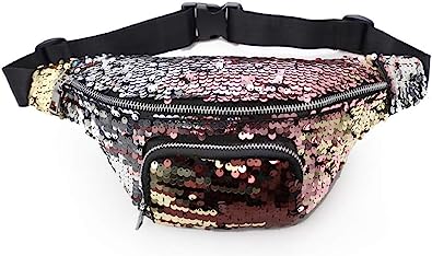 Photo 1 of Crossbody Bags Glitter Fanny Pack for Women - Colorful Sequins Waist Pack with Adjustable Strap
