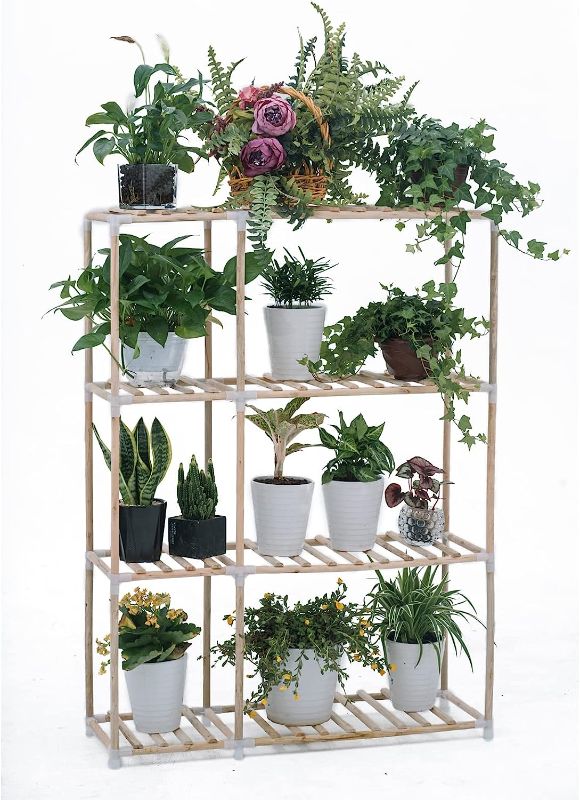 Photo 1 of AIKUPNEY Plant Stand Indoor Tall Plant shelf Large Wooden Plant Shelves Plant Rack for Living Room Patio Balcony Garden