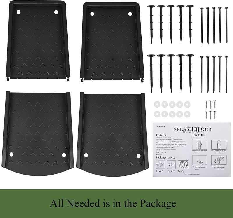 Photo 1 of  2 Pack Decorative Gutter Downspout Extensions: Rain Gutter Downspout Splash Block, Down Spout Extender, Drain Gutter Guard Diverter, Stakes for...