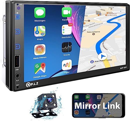 Photo 1 of P.L.Z Upgrade Car Stereo System Compatible with iOS or Android Phones for Mirror Link, 7 Inch Double Din HD Touchscreen Car Radio Supporting Bluetooth 5.1, Rear/Front View Camera, MP3, USB, AUX