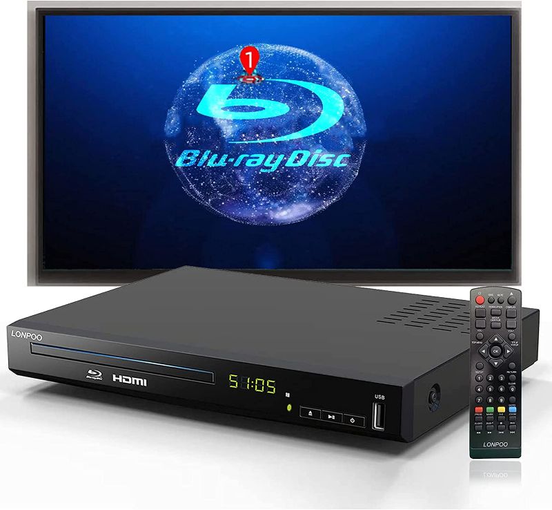 Photo 1 of Blu Ray DVD Player,Full HD Blu-ray Disc Player with Metal Enclosure,Easy Hook Up and User Friendly, 1080P Home Theater DVD Player with HDMI Output, Support HDD and USB Playback