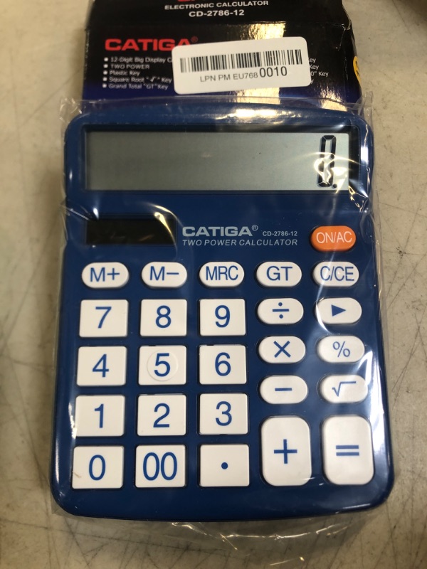 Photo 2 of Desktop Calculator 12 Digit with Large LCD Display and Sensitive Button, Solar and Battery Dual Power, Standard Function for Office, Home, School, CD-2786 (Blue)