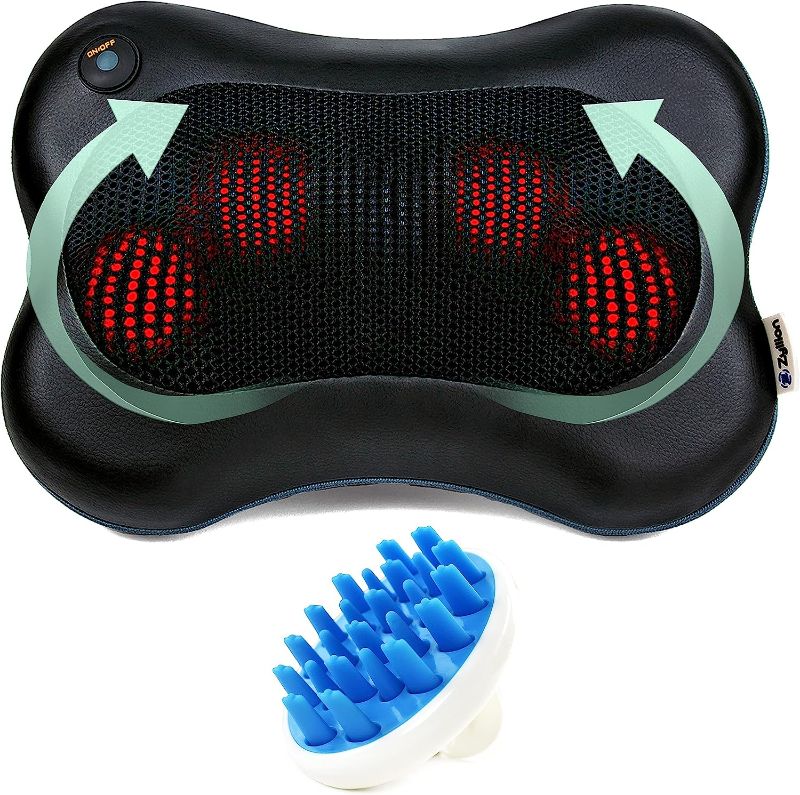 Photo 1 of  ZMA-13 Shiatsu Pillow Massager (Black) and ZMA-12 Hair Brush Scalp Massager