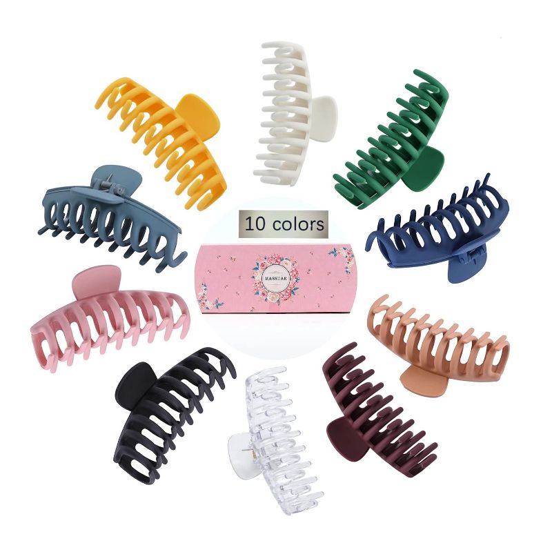 Photo 1 of 10 Colors Hair Claw Clips 4 Inch Matte Nonslip Large Hair Clips For Women Thick and Thin Hair Large Strong Hold Claw Clips For Thick Hair Strong Hold Hair Accessories for Women Trendy Jaw Hair Clips.
