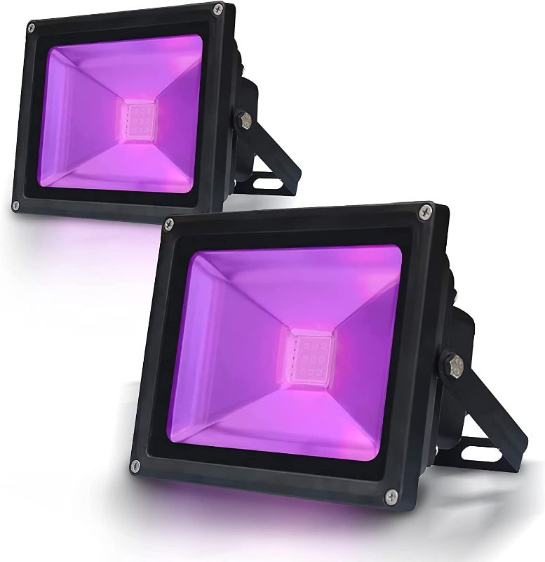 Photo 1 of Degruand 2 Pack LED Black Light, High Power 20w LED Flood Light IP65 85V-265V AC for Blacklight Party Supplies, Neon Glow, Glow in The Dark, Aquarium
