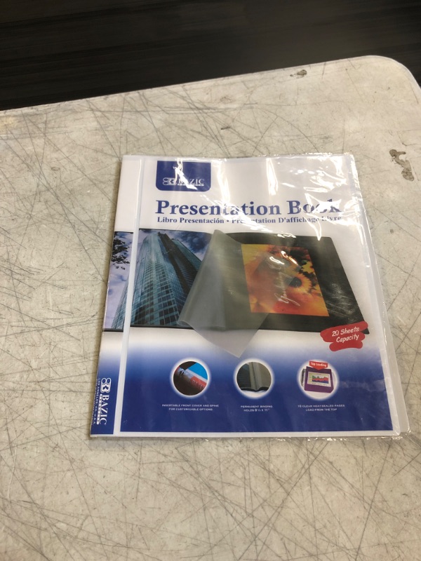 Photo 2 of BAZIC Presentation Book 10-Pockets Binder w/ Plastic Clear Sleeves, Fits 8.5x11" Paper, Color May Vary, 1-Unit 2 Assorted Colors Count 1 (Pack of 1)