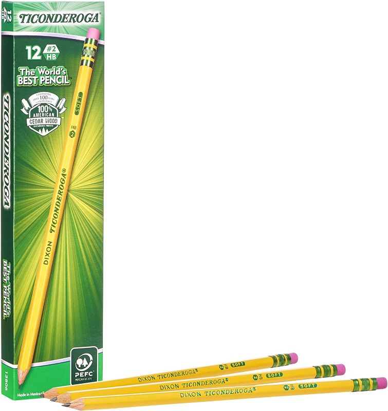 Photo 1 of TICONDEROGA Woodcase Pencils with Erasers, 6 Pre-Sharpened Boxes of 12, 72 Pencils Total (13806SP)
