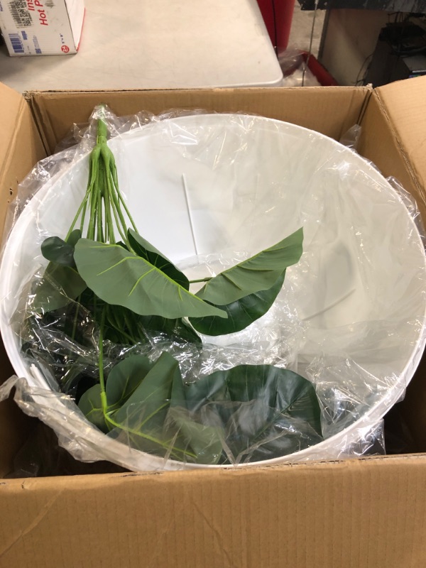 View 3 of Hawsaiy Hidden Litter Box Enclosure, Plant Cat Litter Box Furniture Includes Faux Plant and Real Stones, Replaceable for Real Flowers White One Size White (Pakage Included all Accessories)