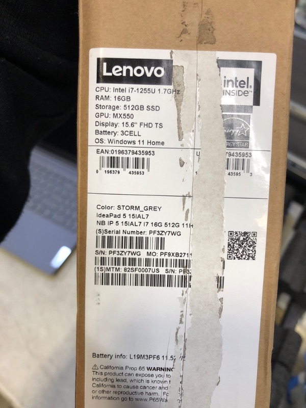 Photo 7 of Lenovo IdeaPad5 15.6" FHD IPS Touch Laptop I7-1255U 16GB 512GB SSD MX550 82SF0007US
(UNLOCKED)(USED BUT LOOKS NEW)