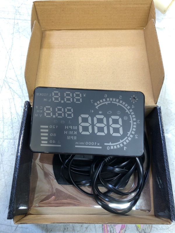 Photo 2 of Arestech 5.5 inches A8 OBD2 Windshield HUD Head Up Display with Display RPM MPH Speeding Warning Fuel Consumption Temperature 5.5 HUD