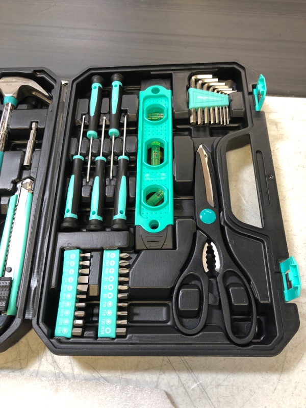 Photo 3 of Amazon Basics Household Tool Kit With Storage Case Turquoise
