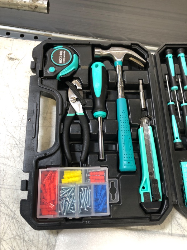 Photo 4 of Amazon Basics Household Tool Kit With Storage Case Turquoise
